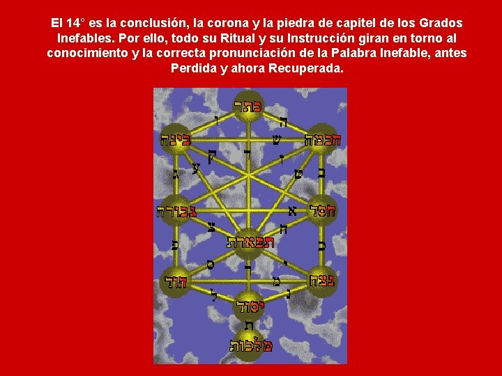 El 14° es la conclusión, la corona y la piedra de capitel de los