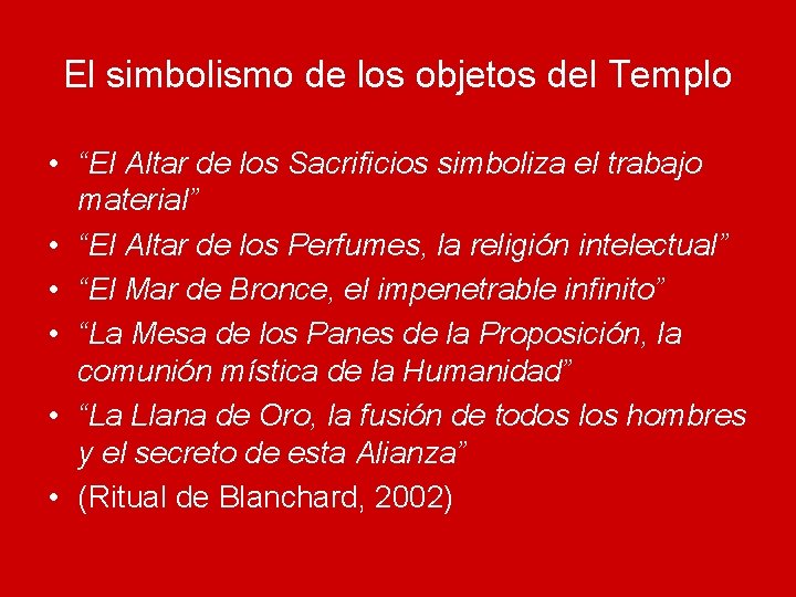 El simbolismo de los objetos del Templo • “El Altar de los Sacrificios simboliza