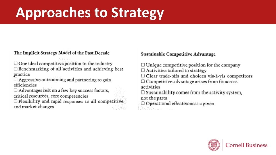 Approaches to Strategy 