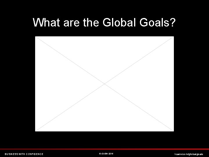 What are the Global Goals? BUSINESS WITH CONFIDENCE © ICAEW 2016 icaew. com/globalgoals 