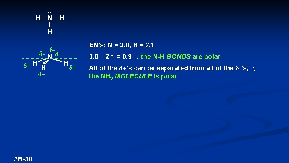 H N H H δδ- N δ- δ+ H H δ+ 3 B-38 EN’s: