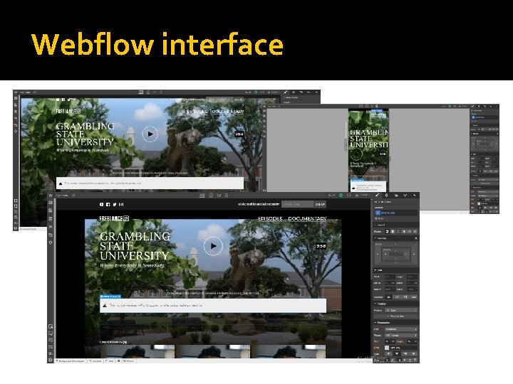 Webflow interface 