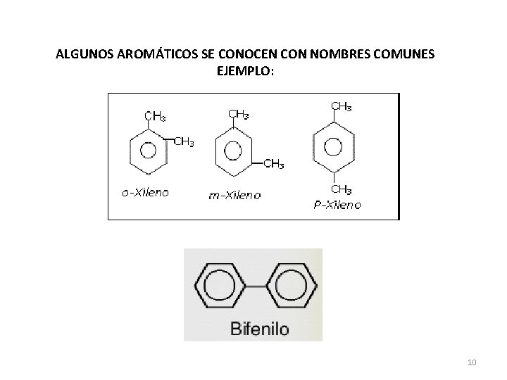 ALGUNOS AROMÁTICOS SE CONOCEN CON NOMBRES COMUNES EJEMPLO: 10 