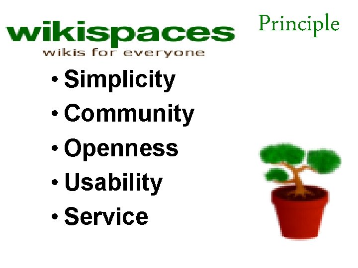 Principle • Simplicity • Community • Openness • Usability • Service 