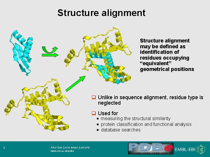 Structure alignment may be defined as identification of residues occupying “equivalent” geometrical positions q