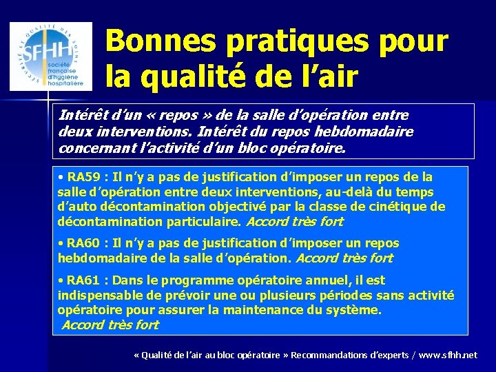 Bonnes pratiques pour la qualité de l’air Intérêt d’un « repos » de la