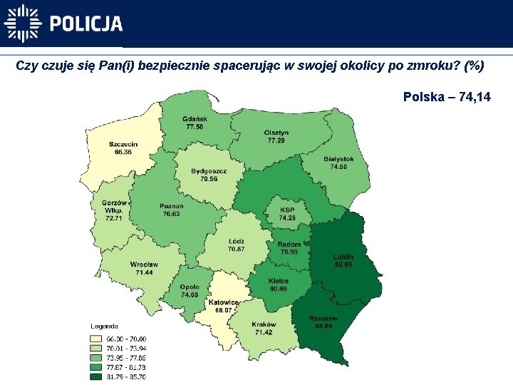 Czy czuje się Pan(i) bezpiecznie spacerując w swojej okolicy po zmroku? (%) Polska –