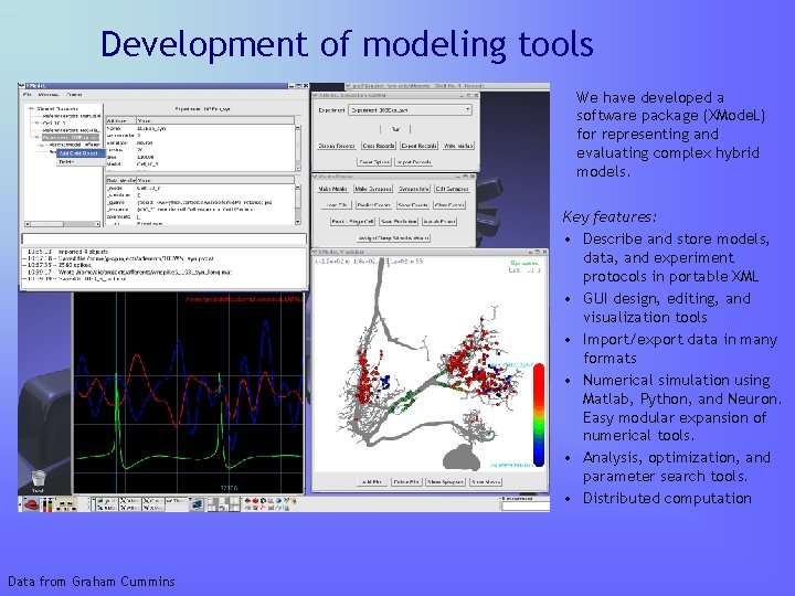 Development of modeling tools We have developed a software package (XMode. L) for representing