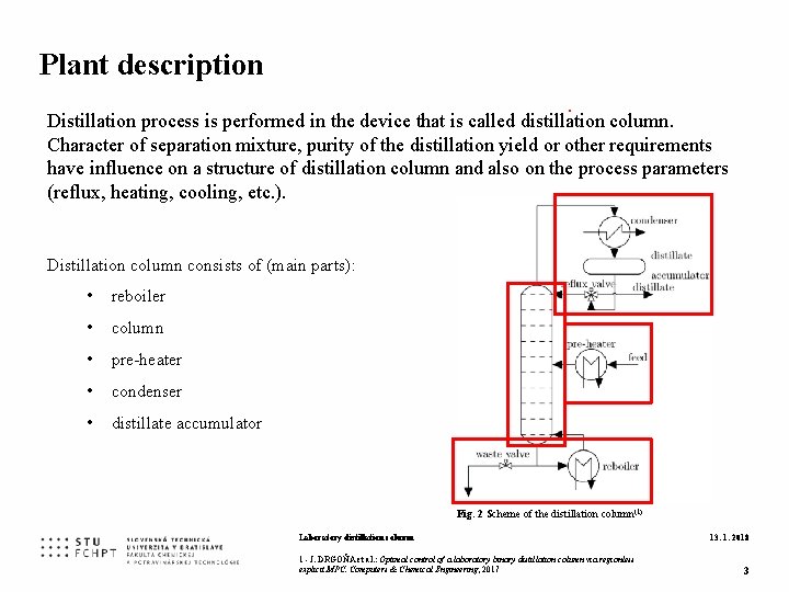 Plant description. Distillation process is performed in the device that is called distillation column.