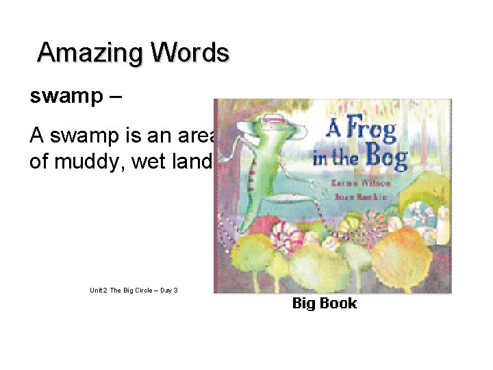 Amazing Words swamp – A swamp is an area of muddy, wet land. Unit