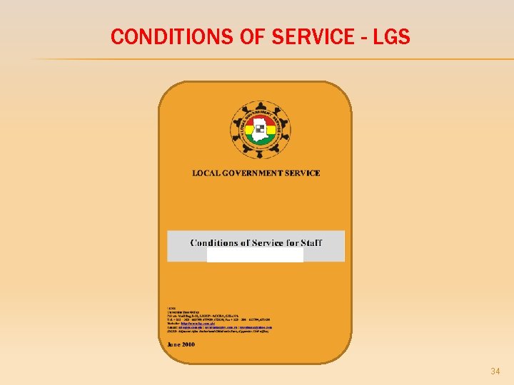 CONDITIONS OF SERVICE - LGS 34 