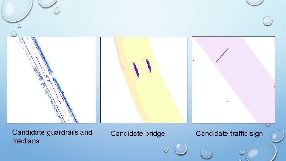 Candidate guardrails and medians Candidate bridge Candidate traffic sign 
