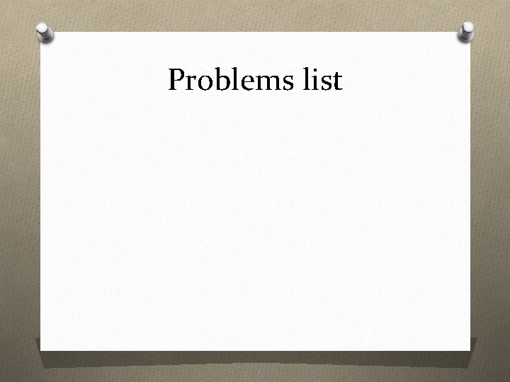 Problems list 