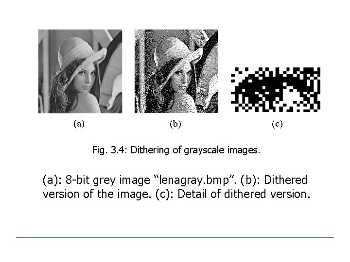 (a) (b) (c) Fig. 3. 4: Dithering of grayscale images. (a): 8 -bit grey