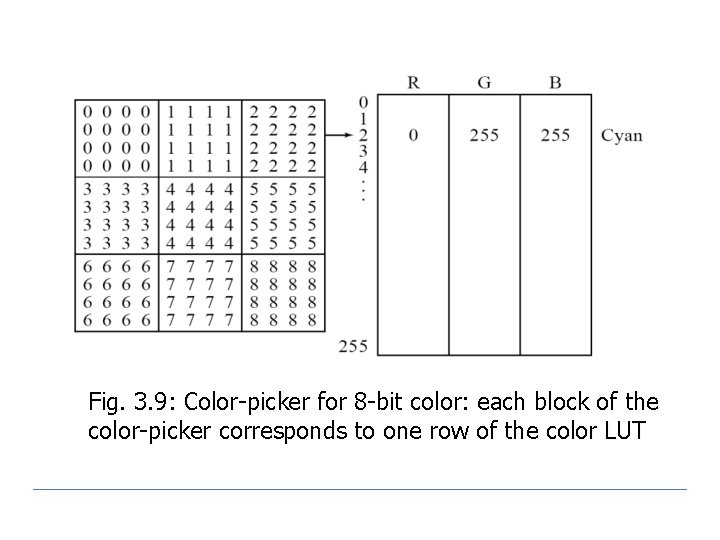 Fig. 3. 9: Color-picker for 8 -bit color: each block of the color-picker corresponds