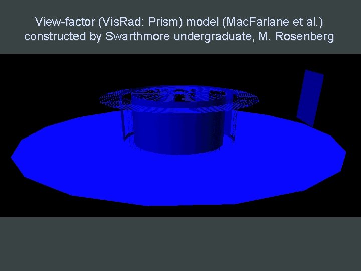 View-factor (Vis. Rad: Prism) model (Mac. Farlane et al. ) constructed by Swarthmore undergraduate,