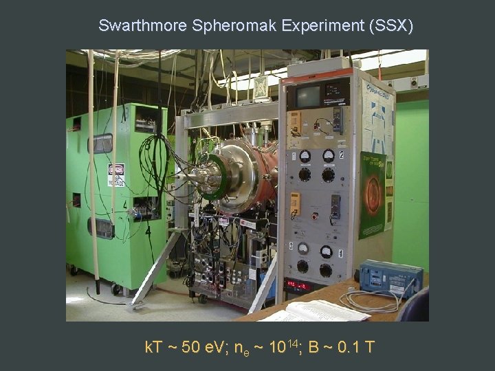 Swarthmore Spheromak Experiment (SSX) k. T ~ 50 e. V; ne ~ 1014; B