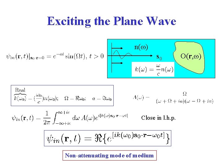 Exciting the Plane Wave n( ) s 0 Close in l. h. p. Non-attenuating