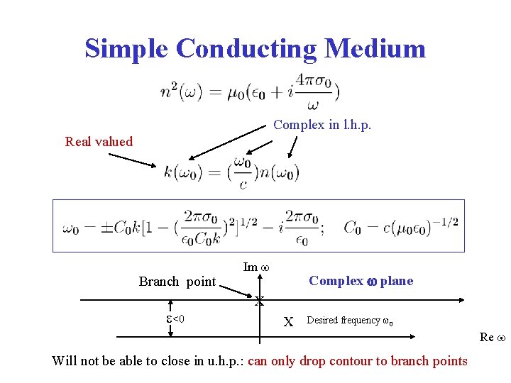 Simple Conducting Medium Complex in l. h. p. Real valued Branch point <0 Im