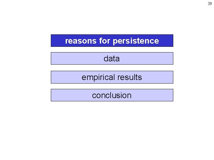 39 reasons for persistence data empirical results conclusion 