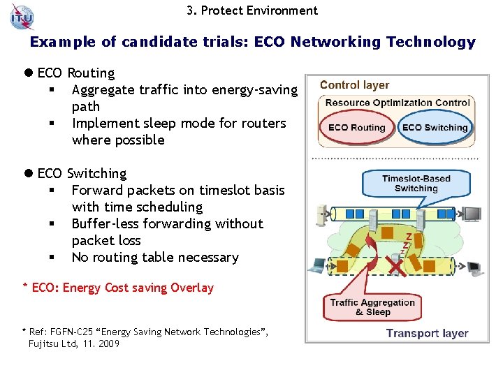 3. Protect Environment Example of candidate trials: ECO Networking Technology l ECO Routing §