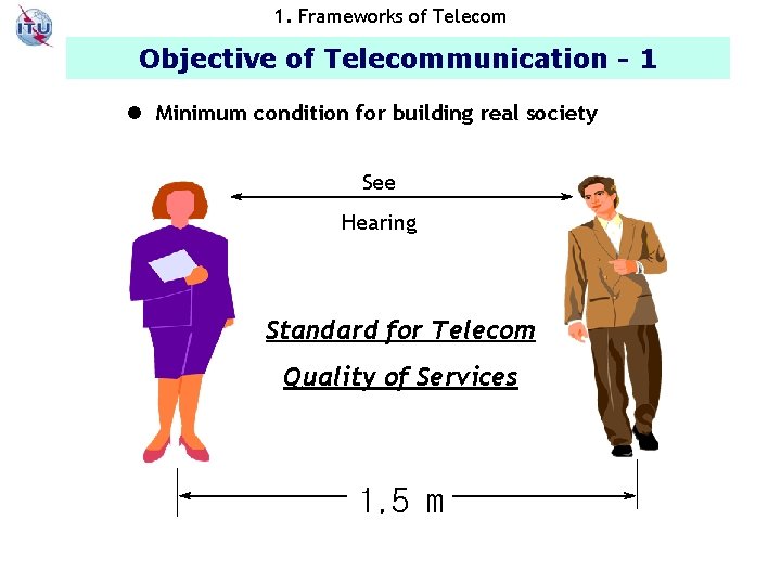 1. Frameworks of Telecom Objective of Telecommunication - 1 l Minimum condition for building