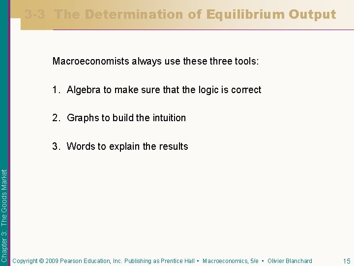3 -3 The Determination of Equilibrium Output Macroeconomists always use these three tools: 1.