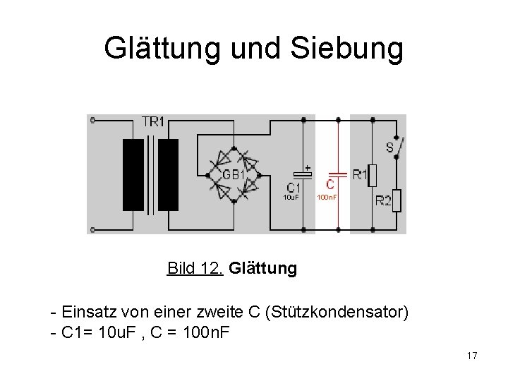Glättung und Siebung 10 u. F 100 n. F Bild 12. Glättung - Einsatz