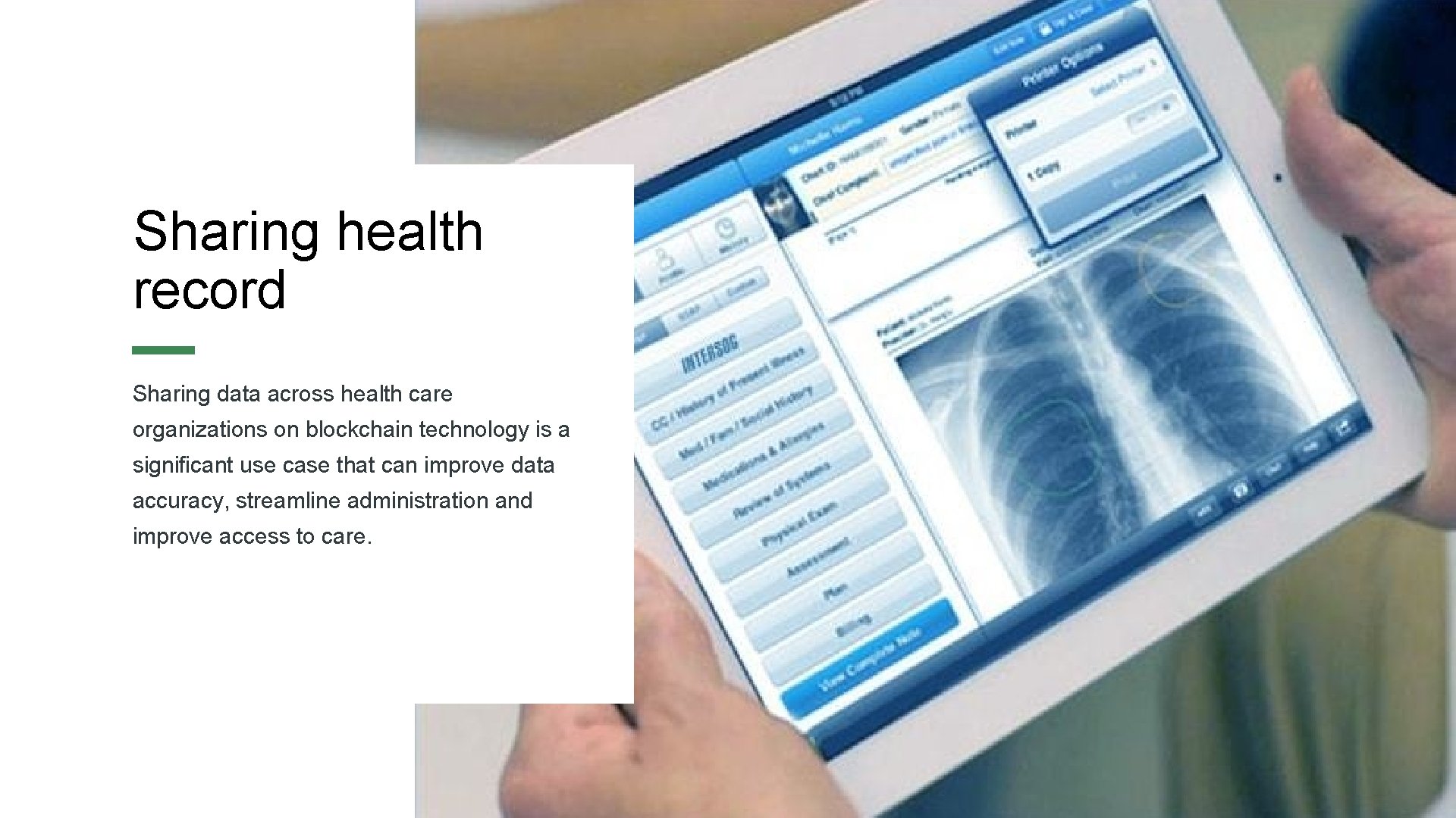 6 Sharing health record Sharing data across health care organizations on blockchain technology is
