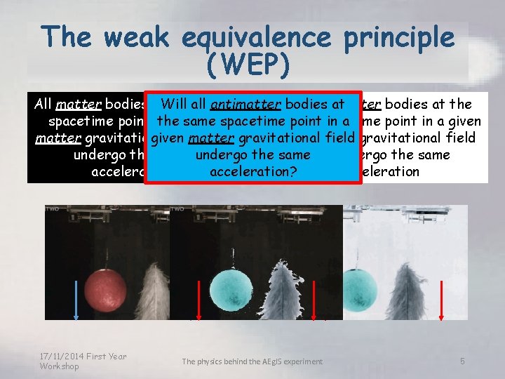 The weak equivalence principle (WEP) All matter bodies at. Will theall same antimatter bodies