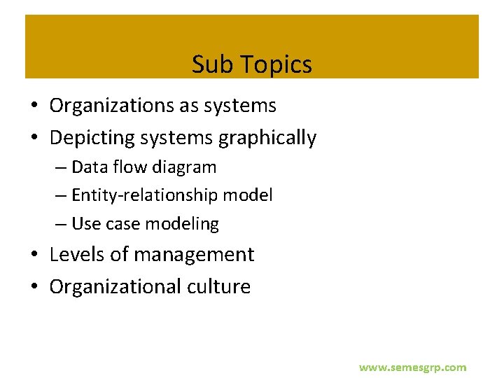 Sub Topics • Organizations as systems • Depicting systems graphically – Data flow diagram