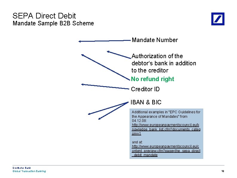 SEPA Direct Debit Mandate Sample B 2 B Scheme Mandate Number Authorization of the