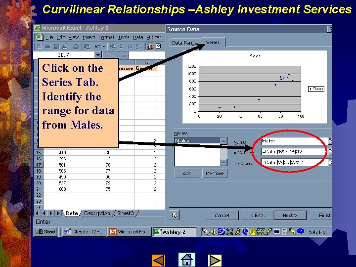 Curvilinear Relationships –Ashley Investment Services Click on the Series Tab. Identify the range for