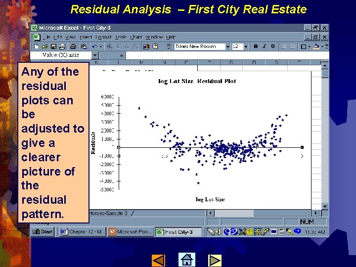 Residual Analysis – First City Real Estate Any of the residual plots can be