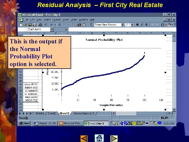 Residual Analysis – First City Real Estate This is the output if the Normal