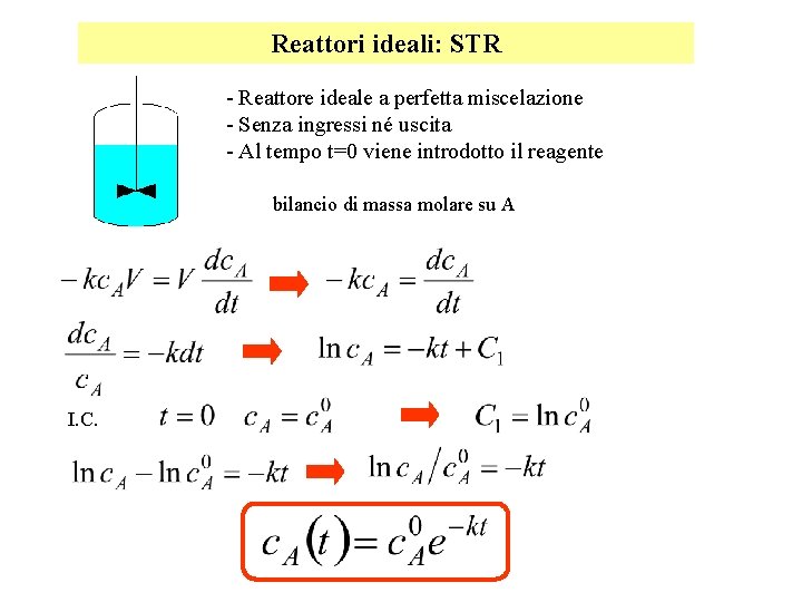 Reattori ideali: STR - Reattore ideale a perfetta miscelazione - Senza ingressi né uscita