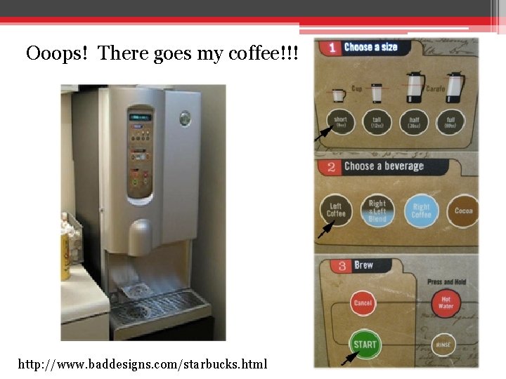 Ooops! There goes my coffee!!! http: //www. baddesigns. com/starbucks. html 