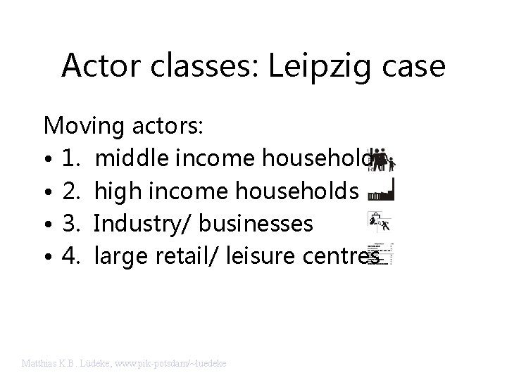 Actor classes: Leipzig case Moving actors: • 1. middle income households • 2. high