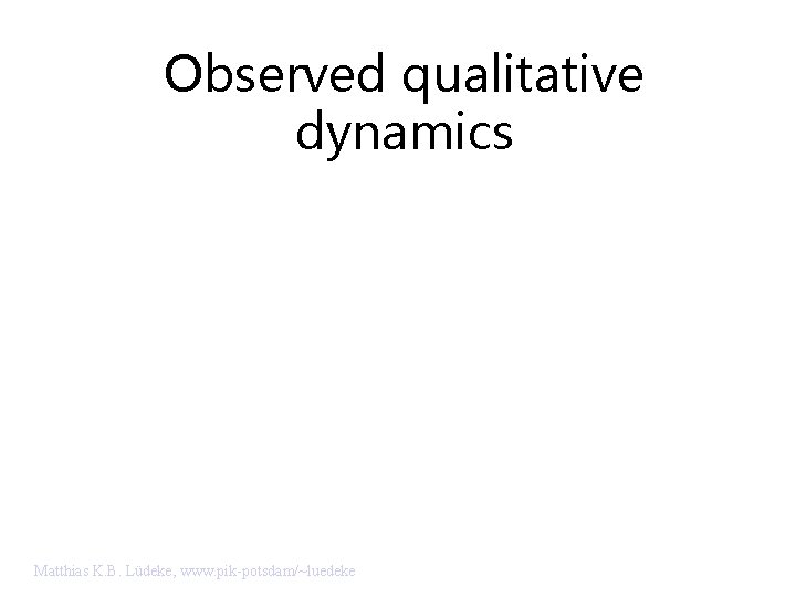 Observed qualitative dynamics Matthias K. B. Lüdeke, www. pik-potsdam/~luedeke 