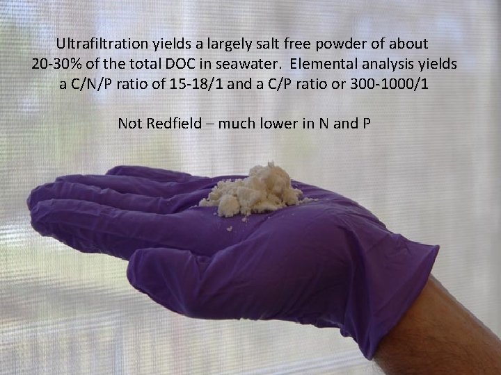 Ultrafiltration yields a largely salt free powder of about 20 -30% of the total