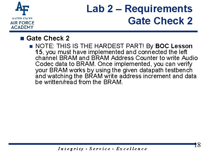 Lab 2 – Requirements Gate Check 2 n NOTE: THIS IS THE HARDEST PART!
