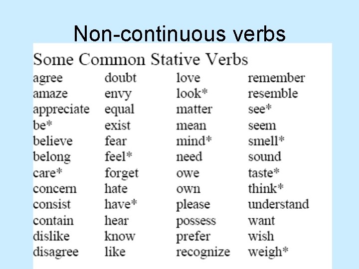 Non-continuous verbs 