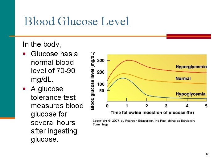 Blood Glucose Level In the body, § Glucose has a normal blood level of