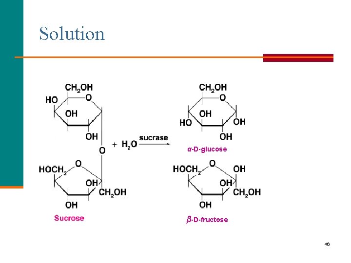 Solution α-D-glucose β-D-fructose 46 