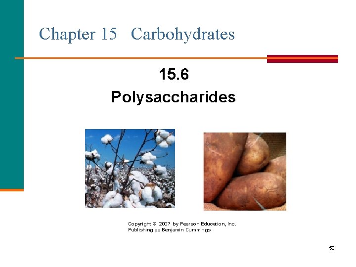 Chapter 15 Carbohydrates 15. 6 Polysaccharides Copyright © 2007 by Pearson Education, Inc. Publishing