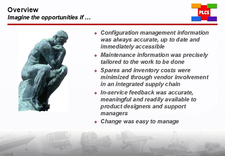Overview Imagine the opportunities if … v v v PLCS Inc. (c) 2002 Configuration