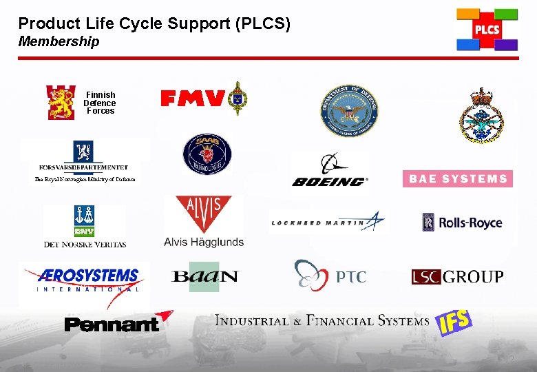 Product Life Cycle Support (PLCS) Membership Finnish Defence Forces PLCS Inc. (c) 2002 12