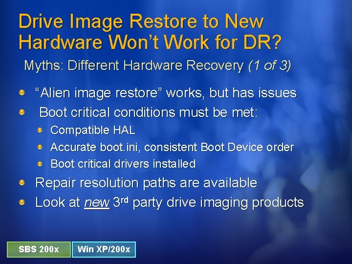 Drive Image Restore to New Hardware Won’t Work for DR? Myths: Different Hardware Recovery