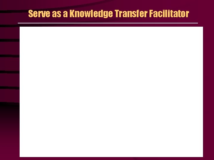Serve as a Knowledge Transfer Facilitator 