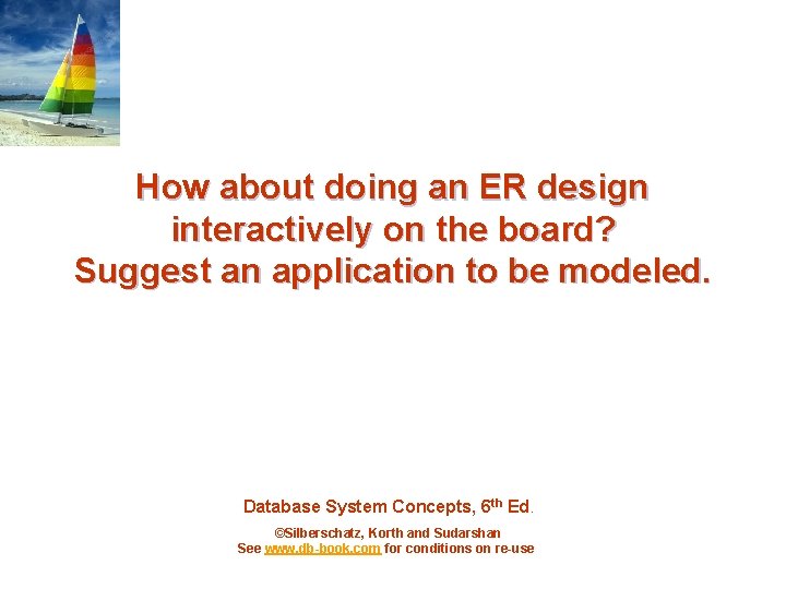 How about doing an ER design interactively on the board? Suggest an application to